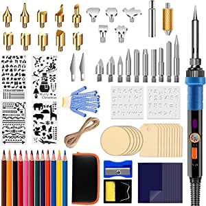 77 pcs Wood Burning Kit, Professional Woodburning Tool with Adjustable Temperature Soldering Iron, Wood Burner Pen Tool and Accessories for Embossing/Carving/Soldering Tips