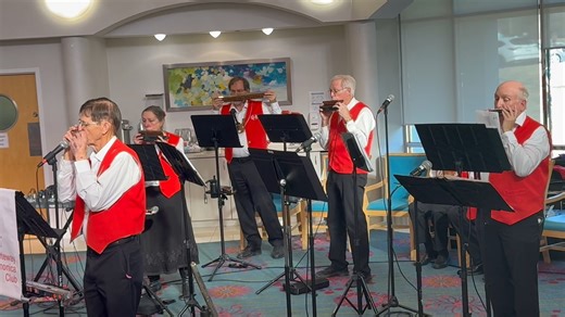 "RUBY", the 1952 theme song for the film Ruby Gentry Played by Bill Dulin, Gateway Harmonica Club member, accompanied by Tom Sutterfield, harmony; Jim Melchers, chord harmonica; and Linda Jacobs and Dan O'Neal, bass harmonica, at Delmar Gardens South on February 13. The song enjoyed much popularity in orchestral recordings with a harmonica solo. Especially of note was the recording by GHC Honorary Member Richard Hayman and his Orchestra, which reached Number 3 on the Billboard charts in 1953. Ly