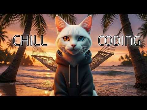 🟠 CODE & CHILL | Warm Lofi Beats + Soft Rain on a Sci-Fi Beach ☕