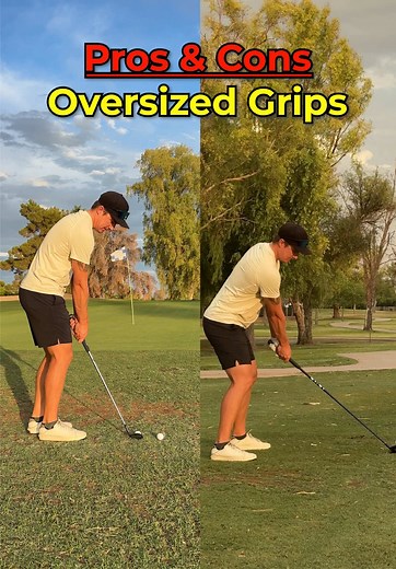 Standard Size Grip Vs. Oversized Grip I use the @JumboMaxGrips ultralite XS. #golf #golfing #viraltiktok #golftok #golfpro #golfer