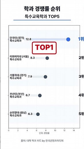 학과 경쟁률 순위 - 특수교육학과 대학교 TOP5