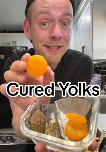 Try Salt Cured Egg Yolks are egg-cellent 😁 #saltcuredyolks #saltcured #egg #yolk #fyp Salt Cured Yolks Egg Yolks Salt Add an even layer of salt in an airtight container, make individual wells the size of your yolks in the salt. Add yolk/s in each well before covering them completely with more salt. Refrigerate for 4 days. Dig the yolks out and give them a quick rinse; pat dry or roll in pepper keep plain. Finish curing the yolks in the refrigerator on a cooling rack for a few more days. Store s