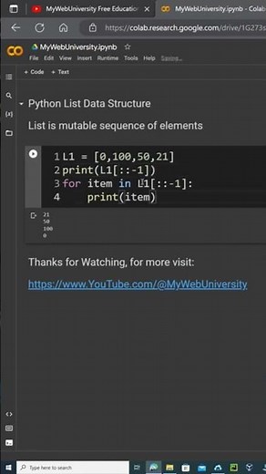 Python List print a list in reverse order short-form and use a for loop to print it in reverse order