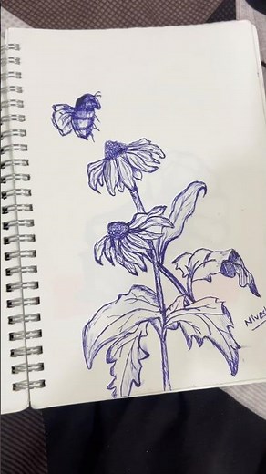 Easy flowers pen drawings | Sibling helped in PR | Art promotion