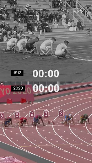 The men's 100m final 108 years apart! #tbt Stockholm 1912 - Tokyo 2020 | Olympics