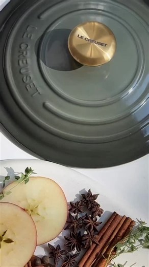 18K views · 86 reactions | Fall-ify your kitchen in 5 minutes. Make a simmer pot with apples, lemons and spices to get that cozy autumn feeling. (And yes, we are obsessed with finding another use for our exclusive Le Creuset® Thyme dutch oven.) #SimmerPot #Fall | Crate and Barrel | Facebook