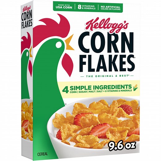 Kellogg's Corn Flakes Breakfast Cereal, 8 Vitamins and Minerals, 9.6 oz