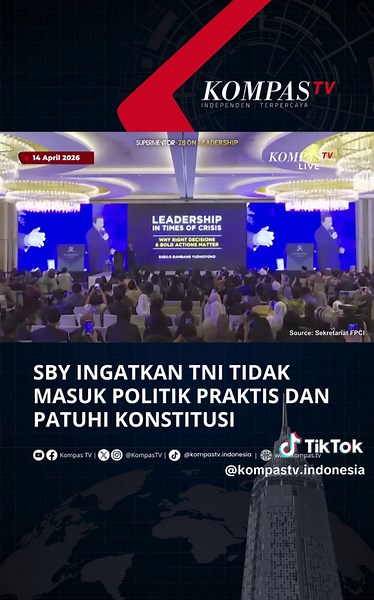 Presiden RI ke-6 Susilo Bambang Yudhoyono (SBY) menyampaikan harapannya kepada TNI agar patuh konstitusi dan tidak masuk politik praktis. Ia pun berharap agar TNI tetap netral dalam kehidupan demokrasi. Hal tersebut SBY sampaikan saat menjadi pembicara dalam acara Supermentor yang diselenggarakan Foreign Policy Community of Indonesia (FPCI) di kawasan Kuningan, Jakarta Selatan, Selasa (14/4/2026). Tuliskan komentarmu dan dapatkan berita terkini lainnya di www.kompas.tv serta youtube.com/kompastv
