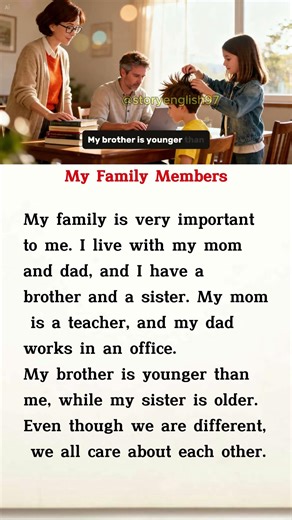 My Family Members | Learn English Through Story Level 3 | Simple Family Life