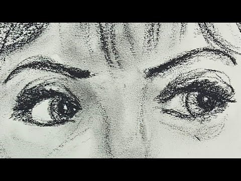 Drawing a castle with charcoal pencil