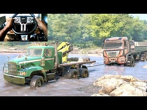 Rescuing a GIANT TRUCK In SnowRunner (PXN V9 Force Feedback)