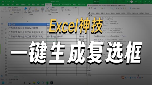 EXCEL复选框制作，附免费代码