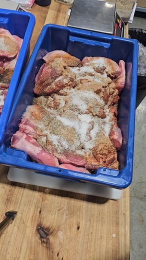 That Greek Lamb Shoulder getting a rub down before its loooong cook. Lucky guests at lots of events this weekend! #catering | The Crafted and Co