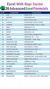 3.7K views |  26 Advanced Excel Formulas You Must Know!  Level up...