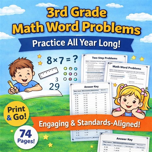 3rd Grade Math Word Problems Worksheets | Ccss-aligned Problem Solving Practice | Time, Area, Perimeter - Etsy