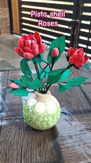 Diy pista shell rose flower plant #craft #diy #diycraft #pistashellcrafts #pista #wastematerialcraft