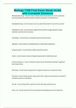 Biology 1108 Final Exam Study Guide with Complete Solutions145