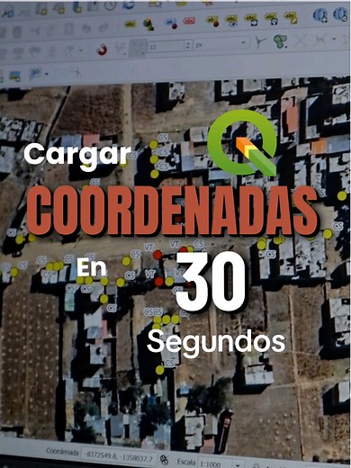 Qgis- Cargar coordenadas en 30 segundos. En este caso las coordenadas fueron para uso de alieamiento vial y catastastral. Gracias chic@s por los 1400 seguidores, me anima bastante a seguir subiendo videos :). #Huancayo #qgis #arquitectura #gis #topografia