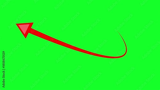 Smooth Motion 4K Red Arrow Animation Green Screen for Tutorials, Presentations, Explainer Videos and Clean Video Editing