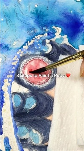 3 Easy Steps to Paint a Ruby ❤️🎨#watercolor