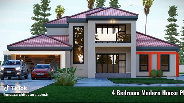 Modern Tuscan House Plan with 4 Bedrooms