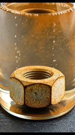 Insane Rust Removal Reaction – Corroded Steel Hex Nut in Acid (Extreme Macro 4K)