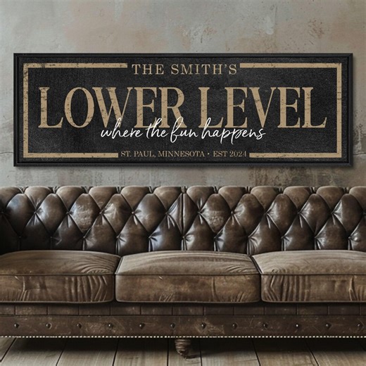 Custom Lower Level Sign: Farmhouse Basement Wall Decor - Etsy
