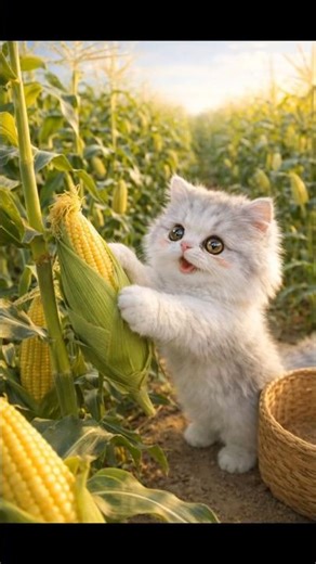 옥수수 수확해서 캐러멜 팝콘 만드는 라라캣🍿🌽 / トウモロコシを収穫してキャラメルポップコーンを作るララキャット🍿🌽