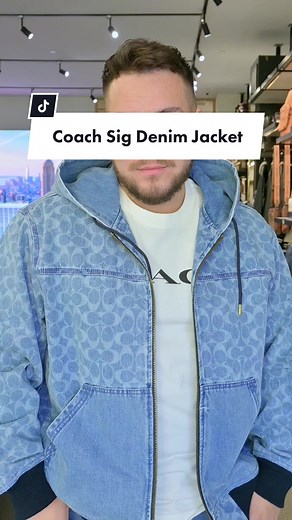 Stylish Coach Signature Denim Hooded Zip Up Jacket