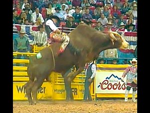 Daryl Mills on Bar T Rodeo’s Big John to win round 2 at the 1994 National Finals Rodeo for 88 points. | All Things Roughstock