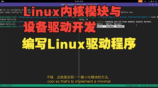 【全集】Linux内核模块与设备驱动开发：编写Linux驱动程序 中英字幕 1080P