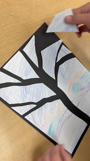 Maria Galloway on Instagram: "Negative Space Winter trees. Simple cuts and making empty space to form our trees is a fun concept to practice."