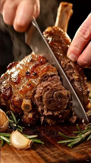 Perfectly Sliced Roast Lamb Leg Carving #lamb #recipe #satisfying #shorts #chefdadcooking