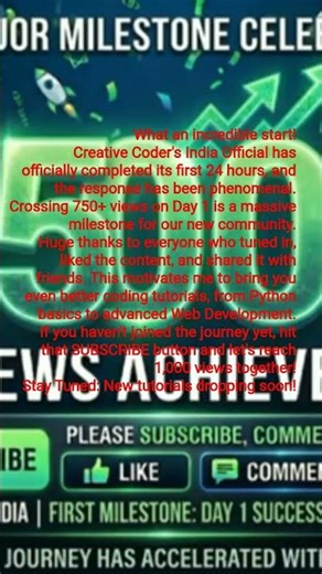 750+ Views in 24 Hours! 🚀 Creative Coder's India Day 1 Success!