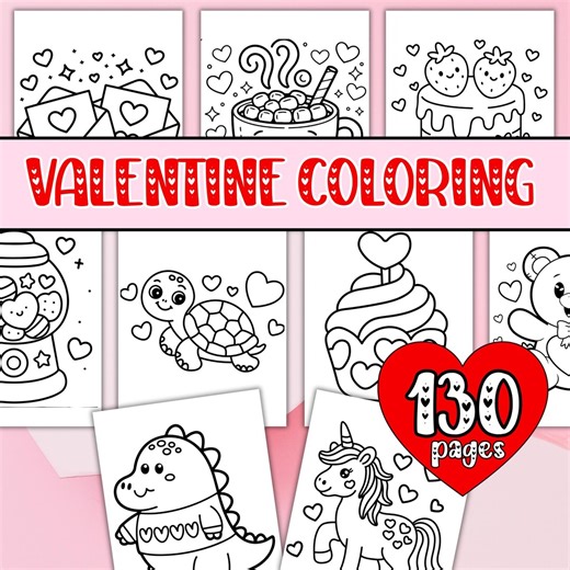 130 Valentine Coloring Pages, Valentines Day Coloring Book, Valentines Day Coloring Sheets, Valentines Coloring Cards, Printable Valentines - Etsy