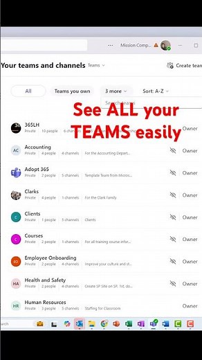 How to Instantly See All Your Teams & Channels #short