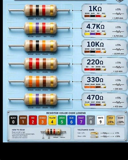 Resistor Color Code Reference Chart | Easy Guide to Read 4-Band Resistors