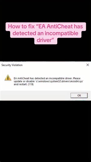 How to fix EA AntiCheat has detected an incompatible driver error #battlefield #battlefield6 #anticheat #ea #battlefielderror | Tinaraes Gaming