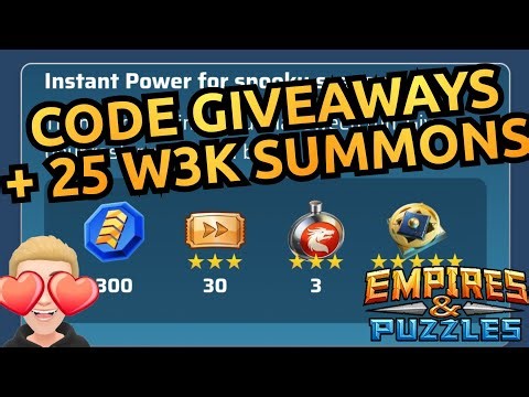 10 E&P Code Giveaways + 25 W3K Pulls! Empires And Puzzles