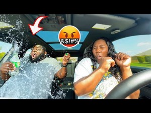 EXPLODING SODA PRANK ON MY HUSBAND IN THE CAR *HILARIOUS*