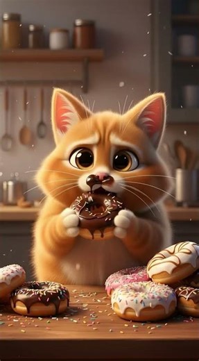 Cute Cat Eating Creamy Donuts 🍩 | Satisfying ASMR #shorts