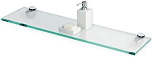 Fab Glass and Mirror Glass Shelves Cut to Size - 1/4" Thick Flat Edge - Wall Mounted Tempered Glass Floating Shelves - Storage Organizer for Bathroom Kitchen