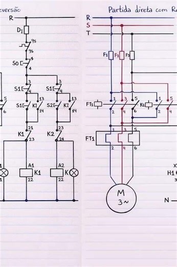 3phase motor reversing by magnetic contacor control & power circuit diagram
