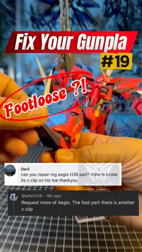 6.8K views · 100 reactions | MG Aegis Foot Joint C-Clip Fix | Fix Your Gunpla #GunplaRepair #GunplaTutorial #gunplacommunity #Gunpla | Kogic's G Studios | Facebook