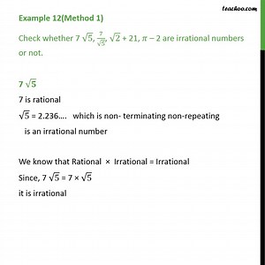 Example 11 - Check whether 7 root 5, ... are irrational - Examples