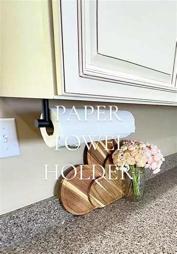This paper towel holder keeps my kitchen countertops clean and I tidy. It easily sticks underneath kitchen cabinets and is renter friendly. #papertowels #papertowelholder #kitchenhack #tiktokshopstockup #tiktokshopspringglowup
