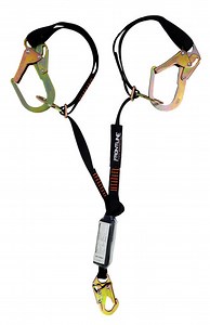 Frontline LPO62RADJ Combat™ 6' Tie-Back Double Leg Shock Absorbing Lanyard with Rebar Hooks