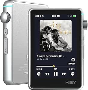HiBy R3 II Hi-Fi MP3 Player with Bluetooth and WiFi Supports Streaming DSD PCM MQA dongle 3.5mm+4.4mmBAL Jacks(Silver)