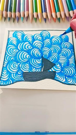 Drawing Ideas for Beginners with only blue and black