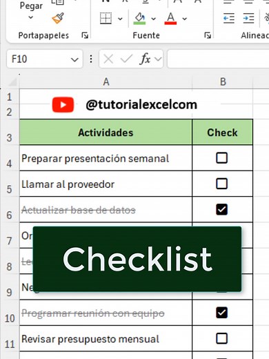 Crea una Checklist en Excel en 1 Minuto